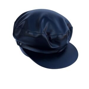 Hats Hat Cap Fitted Mens One Size Black PU Lined Mariner Style Casual Wear
